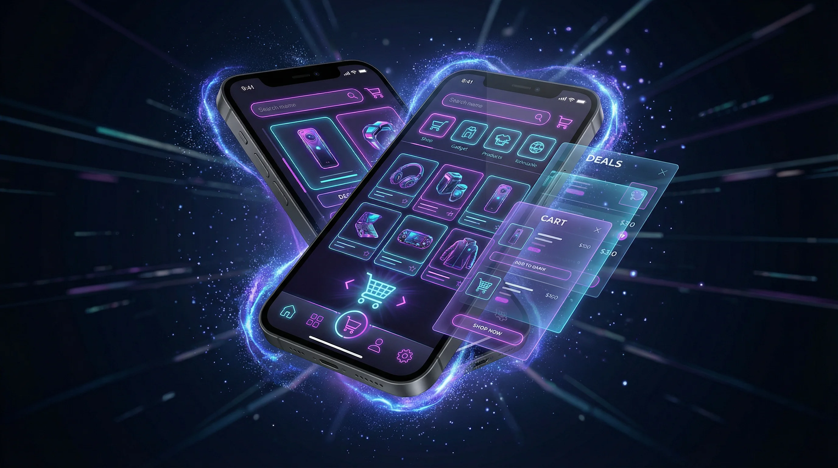 爱嚼冰淇淋APP界面展示 - 赛博朋克风格移动端购物体验